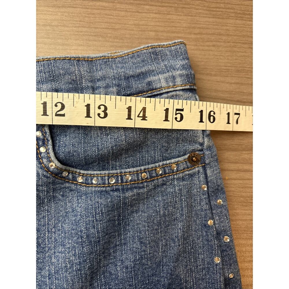 NYDJ Women's Blue Jeans Size 14 With Crystals On Front Pockets And Legs. - Picture 10 of 14